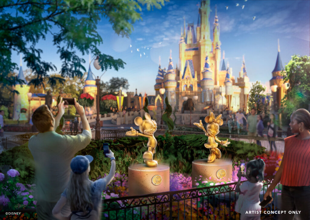 Walt Disney World’s 50th anniversary Golden Sculptures
