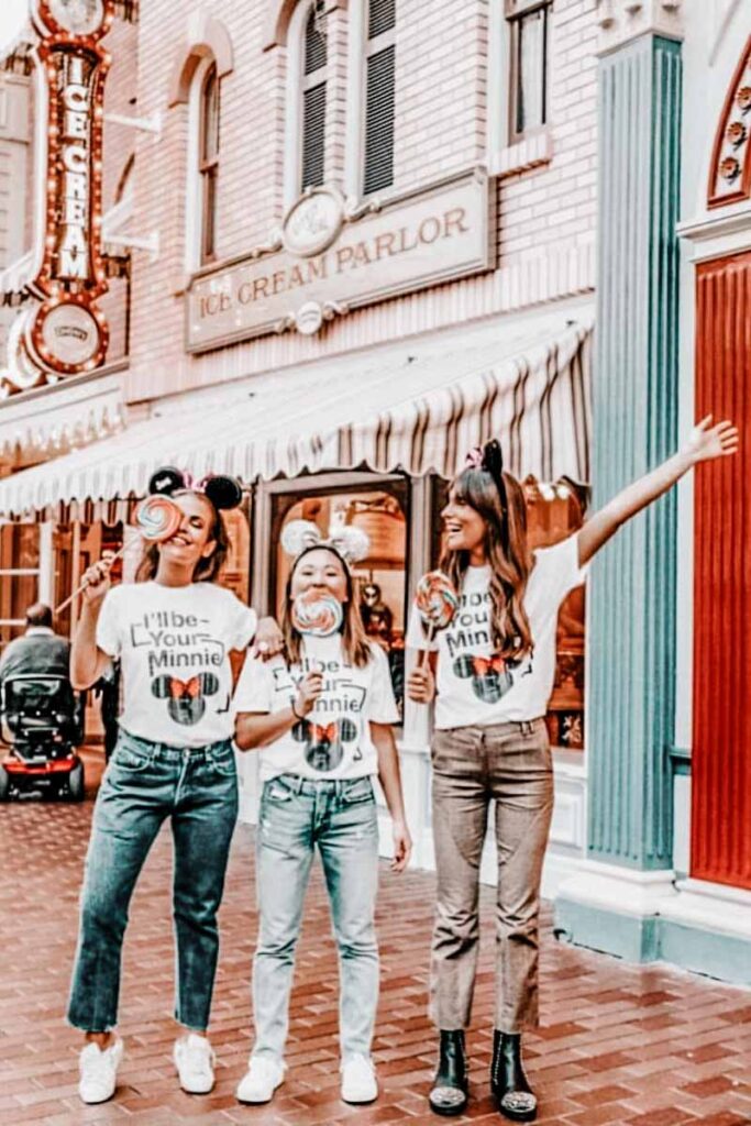 Instagram Locations at Magic Kingdom the cutest photo of three friends in front of the ice cream parlor