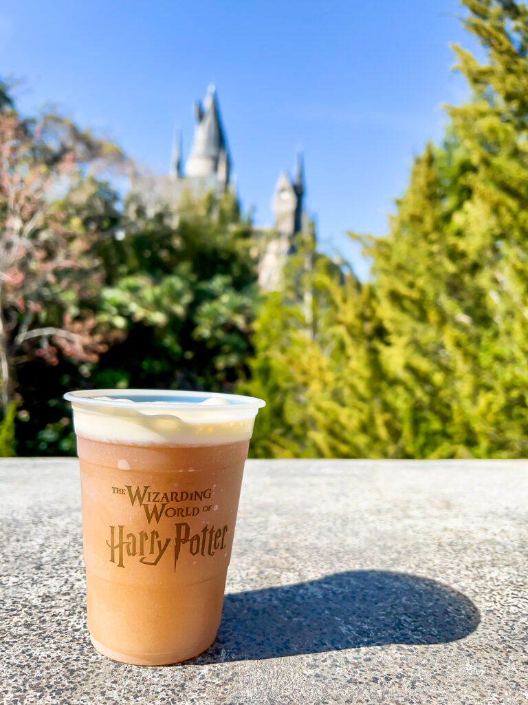 Butterbeer in front of the Hogwarts Castle