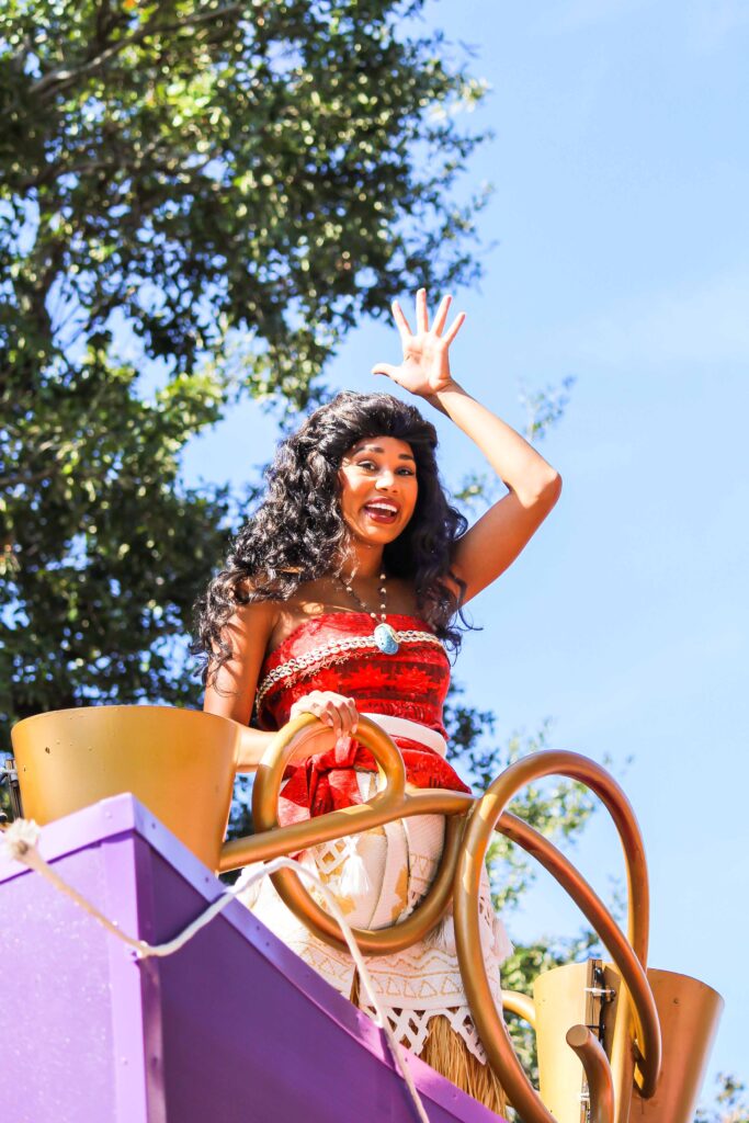 Disney Princess Moana Waving During The Parade