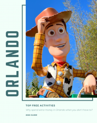 Woody from Toy Story in Hollywood Studios starring on the cover of this Top Free Activities in Orlando