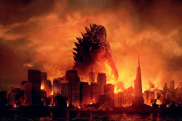 Godzilla Resurgence back & city skyline view